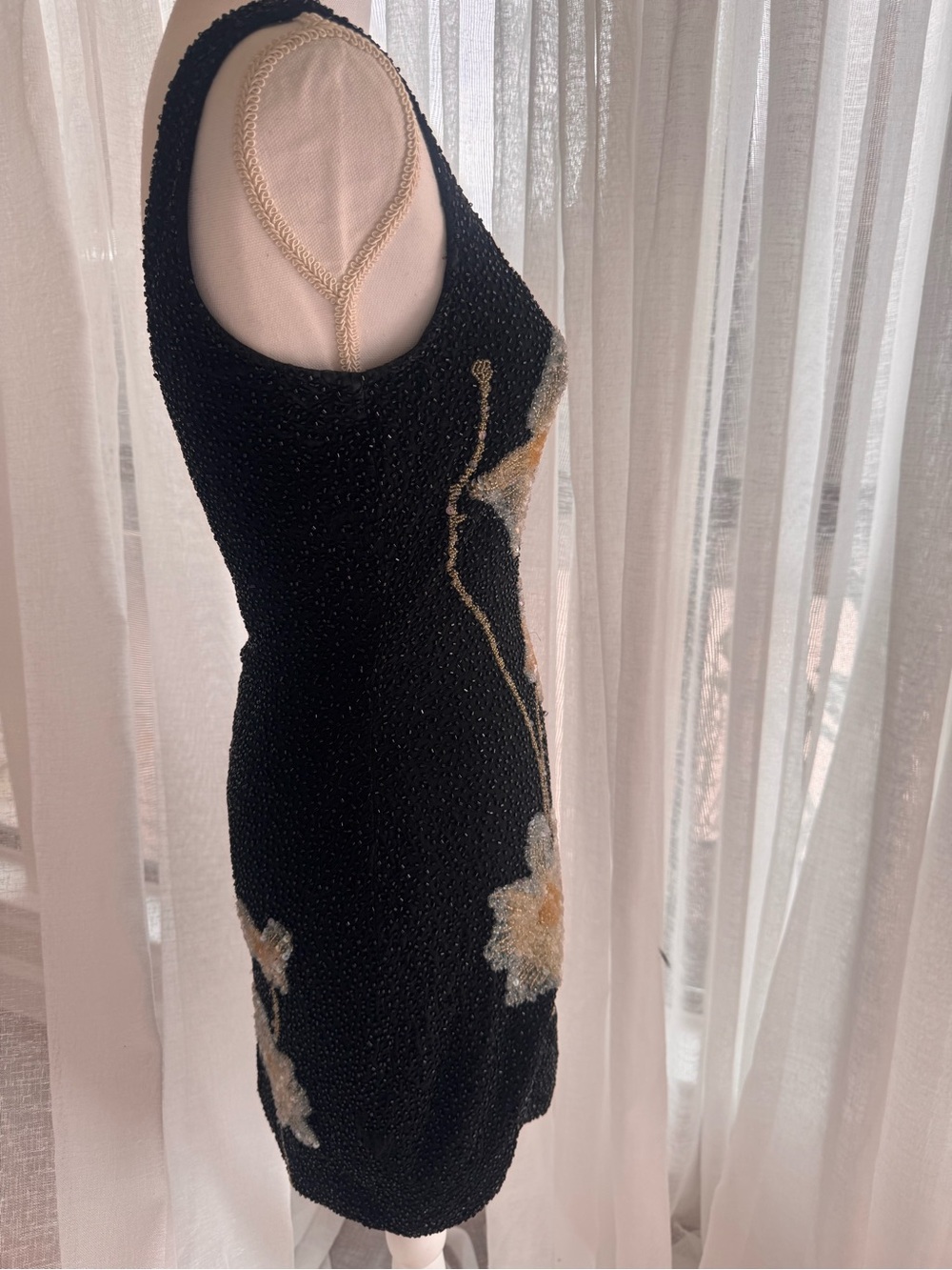 STAUD Beaded Floral Mini Dress Black Size S - Picture 3 of 9